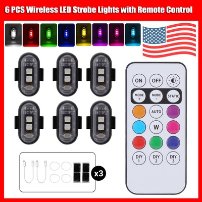 2-12 Pcs Wireless RGB LED Strobe Light W/ Remote Control For Car Bike Motorcycle