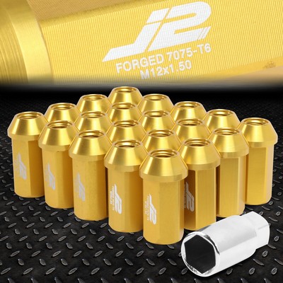 J2 ENGINEERING 7075 АЛЮМИНИЙ M12X1.5 20ШТ 45 ММ ГАЙКА С ОТКРЫТЫМ НАКОНЕЧНИКОМ + ПЕРЕХОДНИК ЗОЛОТОЙ