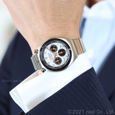 Pre-owned Citizen An3660-81a Bullhead White Dial Record Label Tsuno Chrono Watch Panda F/s