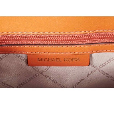 Pre-owned Michael Kors Hally Signature Logo-print Saddle Crossbody Bag 30f1g2hm2e In Orange