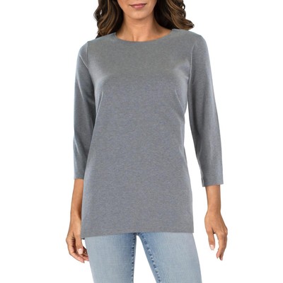 

Женская серая однотонная эластичная туника с круглым вырезом Eileen Fisher  BHFO 7417, Moon