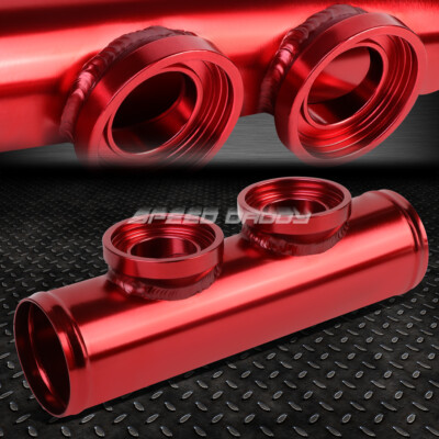 ДВОЙНОЙ АЛЮМИНИЕВЫЙ ТУРБО-ПРОДУВОЧНЫЙ КЛАПАН SSQV 2.5 С ФЛАНЦЕВЫМ ПАТРУБКОМ / ПЕРЕХОДНИКОМ ДЛЯ ПРОДУВКИ КРАСНЫЙ