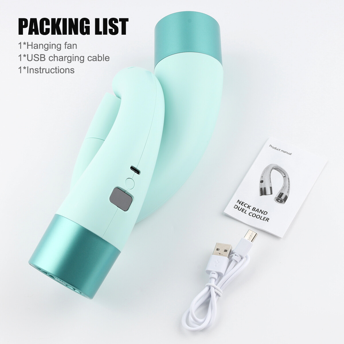 5 Speed Portable Neck Fan 4000mAh USB Rechargeable Neckband Bladeless Air Cooler