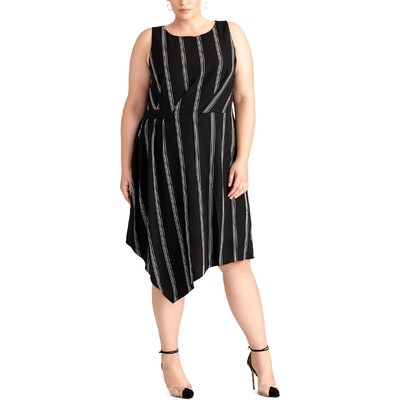 Rachel Rachel Roy Женское платье миди Rina B/W в полоску Миди плюс 24W BHFO 3681