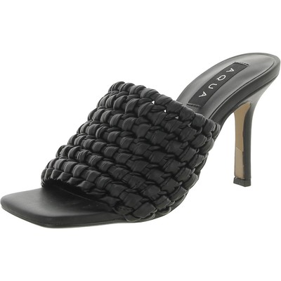 Aqua Womens Katy Black Faux Leather Pumps Mules Shoes 7.5 Medium (B,M) BHFO 1599