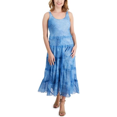 Jones New York Womens Blue Multi Tiered Fit & Flare Dress Plus PL BHFO 7688
