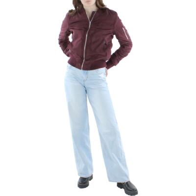 

JouJou Женский красный легкий короткий теплый бомбер пальто  BHFO 7823, Burgundy