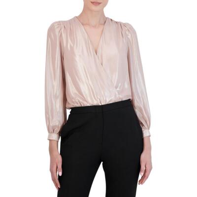 Женская розовая рубашка-боди с V-образным вырезом в стиле металлик BCBGMAXAZRIA, топ-боди XS BHFO 8610
