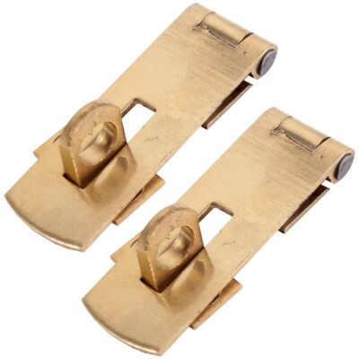 HASP & STAPLE 2x Mini Solid Brass 50mm Small Cupboard Cabinet Box Strap Lock UK