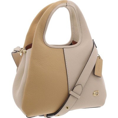 Женская сумка-тоут Coach Womens Lana из черной кожи цвета слоновой кости, маленькая сумочка-тоут BHFO 8533