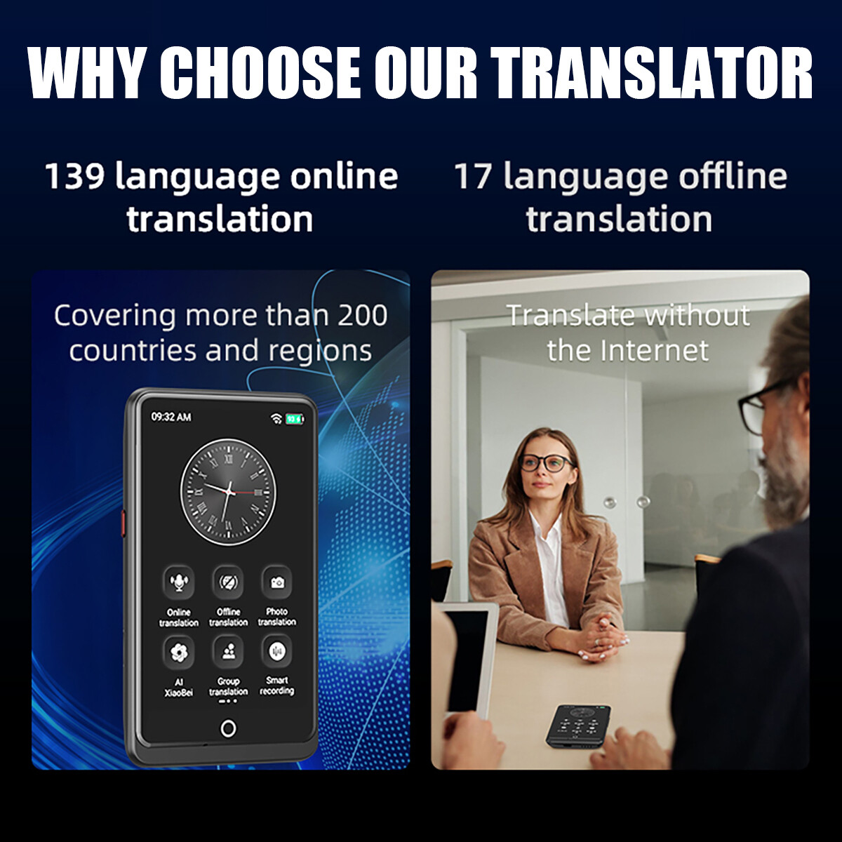 2024 AI Language Translator Device Real-time Smart Instant Voice 137+ Languages