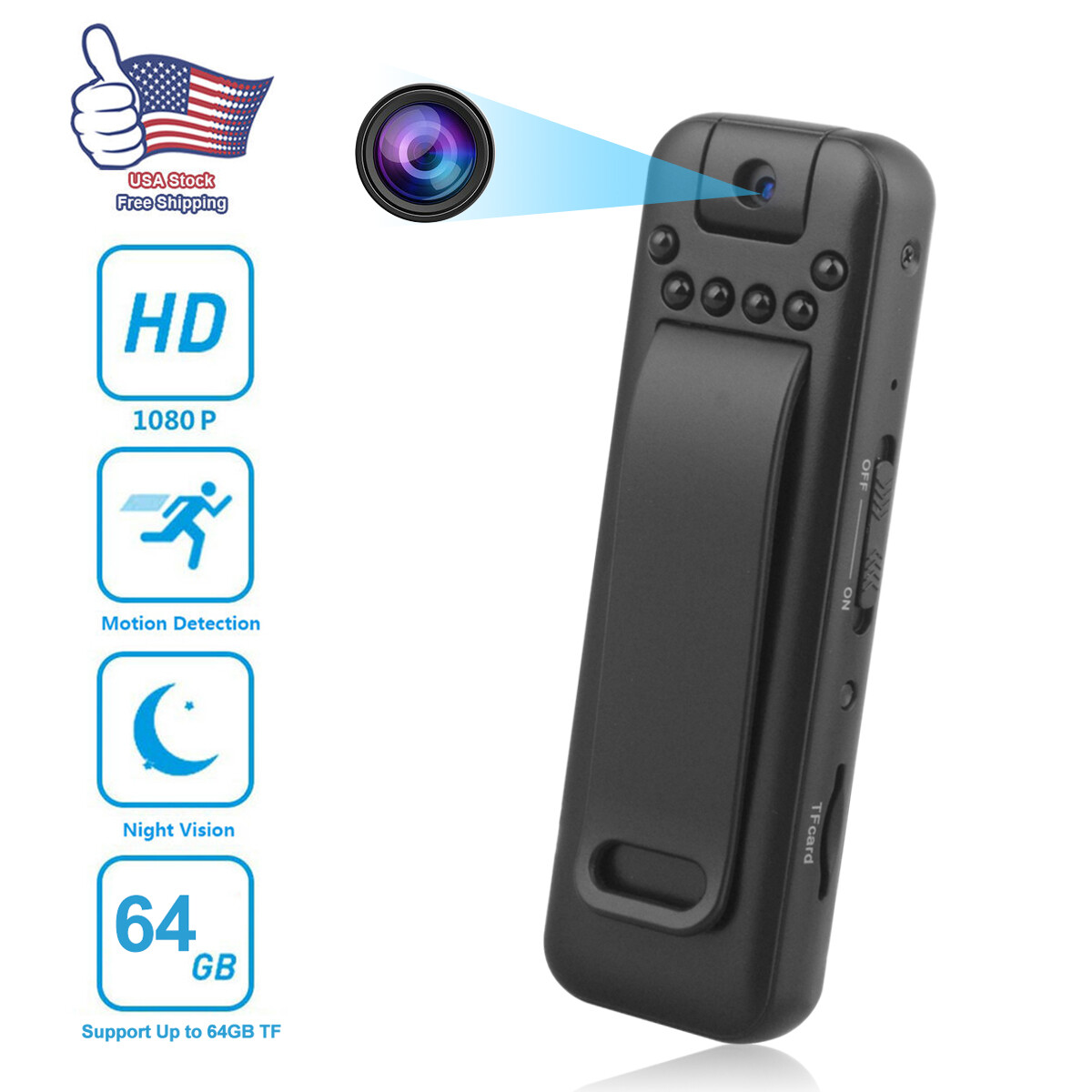 1080P WiFi Video Recorder DVR IR Night Cam Camcorder Mini Body Police HD Camera