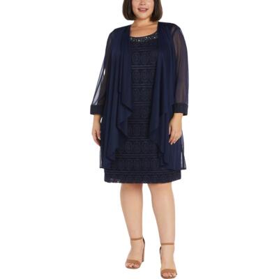 R&M Richards Женский сетчатый блейзер с кружевной отделкой Duster Blazer Jacket Plus BHFO 1345