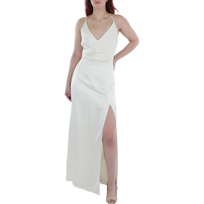 

Женское атласное вечернее платье без рукавов цвета слоновой кости Halston Heritage  BHFO 3296, Cream