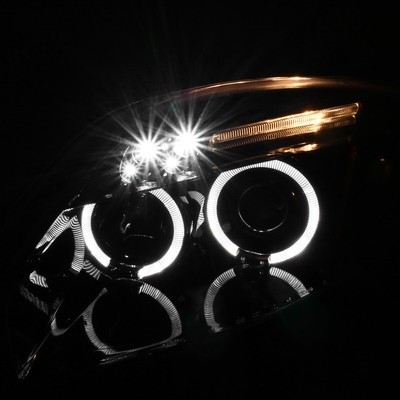 Jet Black Fits 2006-2012 Mitsubishi Eclipse LED Halo Projector Headlights 06-11