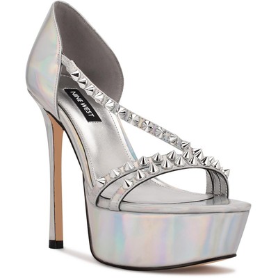 Женские босоножки на платформе Nine West Fabla серебристого цвета, размер 7,5 (B,M), BHFO 5278