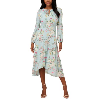 Женское зеленое платье миди с цветочным принтом Adrianna Papell 16 BHFO 0849