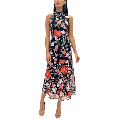 

Женское черное чайное платье без рукавов с вышивкой Sam Edelman  BHFO 9863, Pink multi