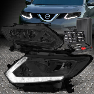 ДЛЯ 14-16 NISSAN ROGUE LED DRL ДЫМЧАТАЯ ПРОЗРАЧНАЯ УГЛОВАЯ ФАРА ГОЛОВНОГО ФОНАРЯ + НАБОР ИНСТРУМЕНТОВ