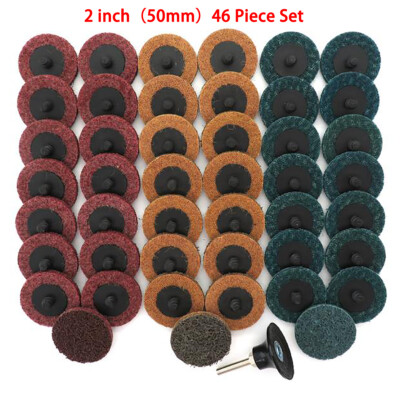 46Pcs 2 in Roll Lock Quick Change Disc Type R Torque Sanding Pad for Rotary Tool