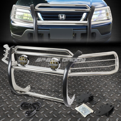 ХРОМИРОВАННАЯ РЕШЕТКА РАДИАТОРА + КРУГЛАЯ ДЫМЧАТАЯ ПРОТИВОТУМАННАЯ ФАРА ДЛЯ ВНЕДОРОЖНИКА HONDA CRV/CR-V RD 97-01
