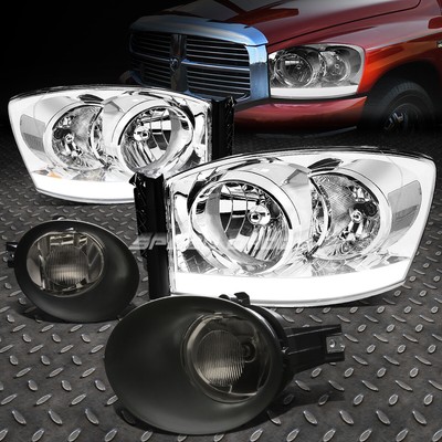 ХРОМИРОВАННЫЙ КОРПУС ФАРЫ + ПРОЗРАЧНЫЙ УГОЛ + LED DRL + ДЫМЧАТАЯ ПРОТИВОТУМАННАЯ ФАРА ДЛЯ 06-08 RAM DH