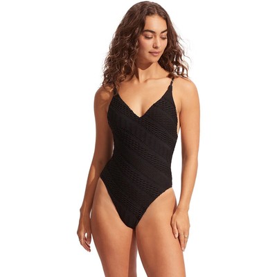 

Цельный купальник Seafolly Secondwave с V-образным вырезом — женский, Черный