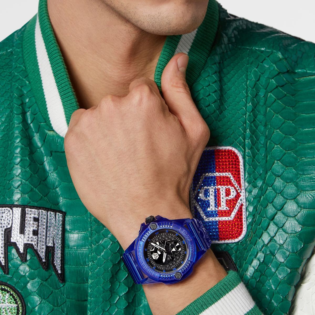 Pre-owned Philipp Plein Men's Watch Analog Quartz The $ Kull Synthetic Blue Pwwaa0323