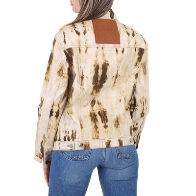 Pre-owned Burberry Prestwick Bleached Denim Monogram Motif Jacket In Brown