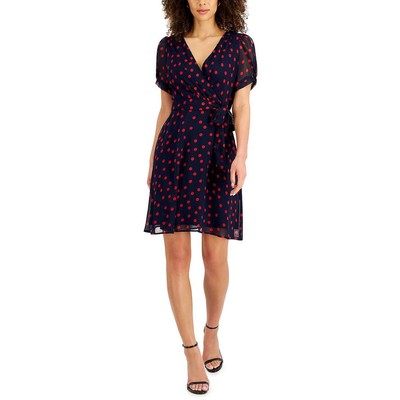 

Женское шифоновое платье в горошек Connected Apparel Petites BHFO 4709, Navy