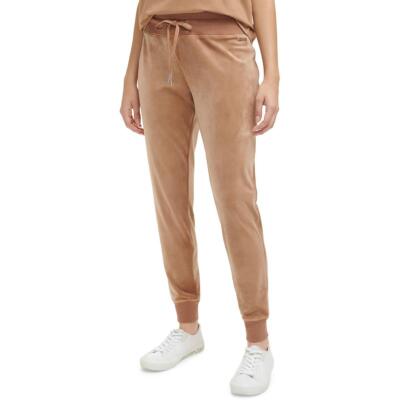 Calvin Klein Womens Brown Velour Drawstring Jogger Pants Loungewear XS BHFO 7960