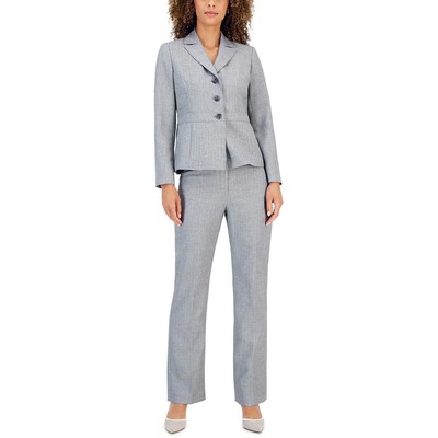 Le Suit Womens Gray Woven 2PC Work Pant Suit 8 BHFO 8602