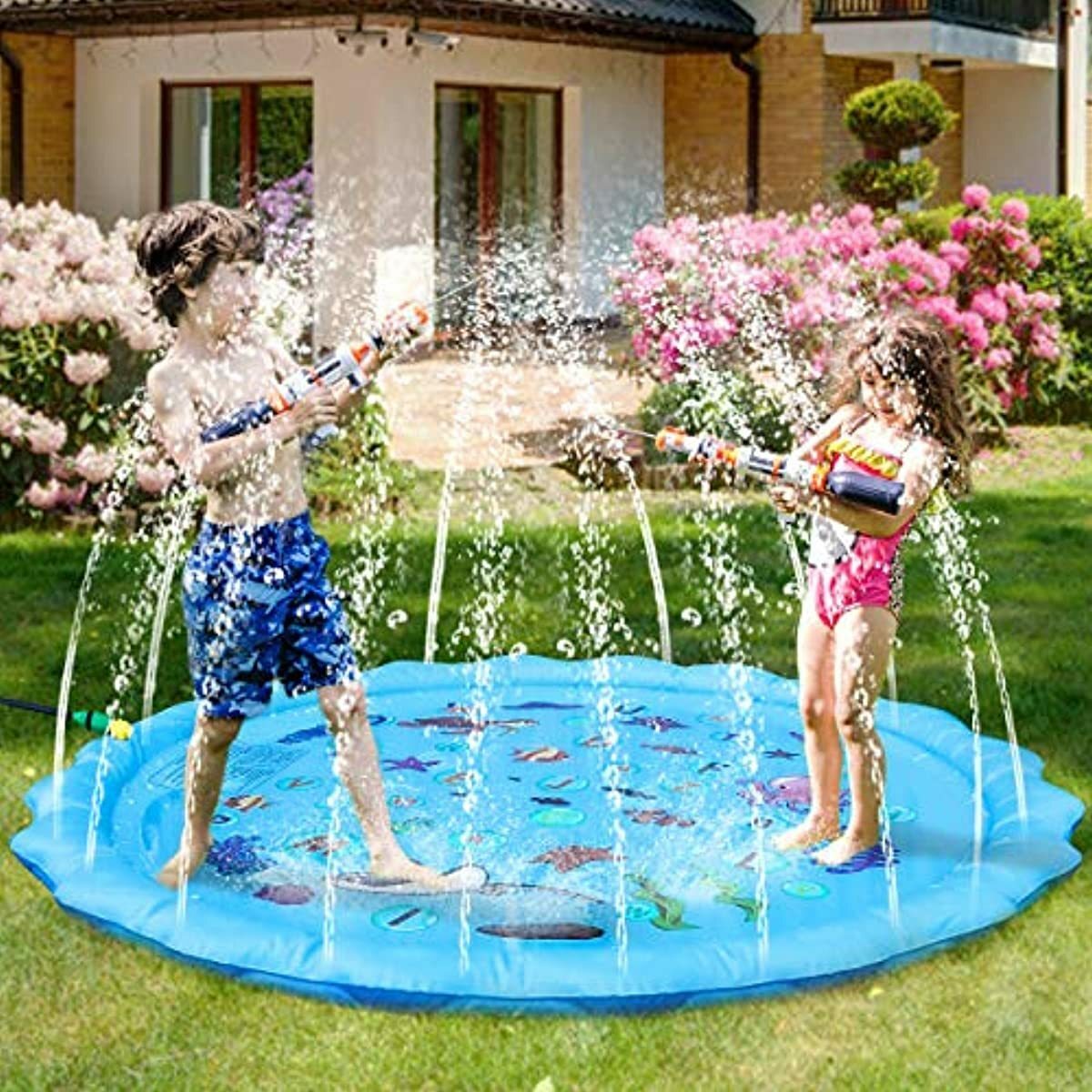 Tapis De Jeu De Jet Et D Eclaboussure D Eau Piscine Pour Bebe En Plein Air L Ebay