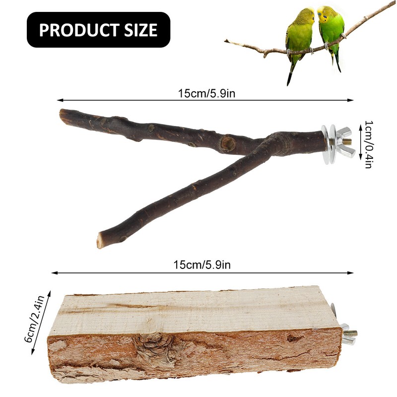 2/10x Wood Parrot Bird Stand Tree Branch Perches Pet BudgieHanging Toys Cage CV