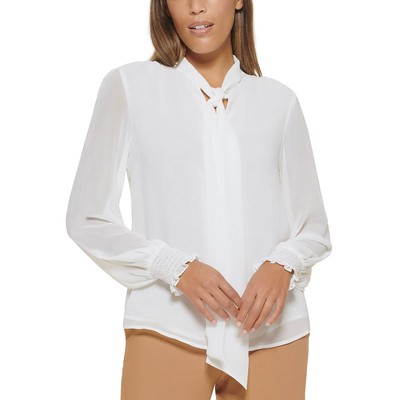 Женская блузка с белым галстуком-бабочкой Calvin Klein Petites PXS BHFO 1974