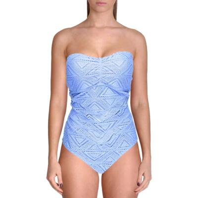 

Женский синий цельный купальник Jessica Simpson с завязками на спине  BHFO 3368, Lush