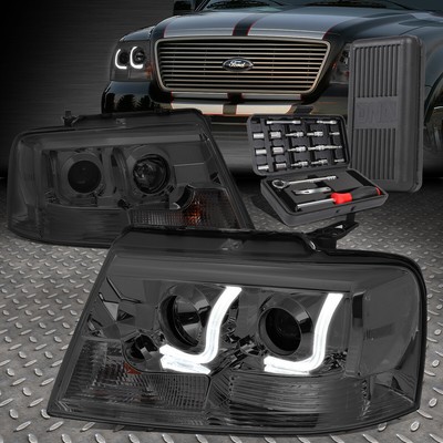 ДЛЯ 04-08 FORD F150/MARK LT ДЫМЧАТЫЕ ПРОЗРАЧНЫЕ СВЕТОДИОДНЫЕ ФАРЫ DR LPROJECTOR+ НАБОР ИНСТРУМЕНТОВ