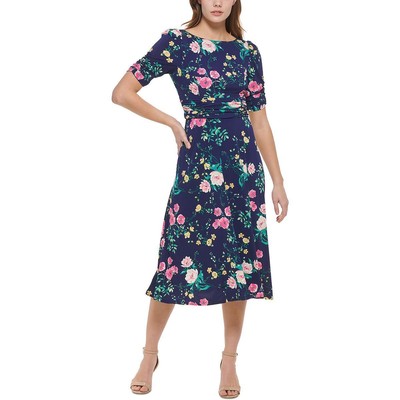 

Jessica Howard Женское офисное платье миди с рюшами и рюшами Petites BHFO 5164, Navy multi
