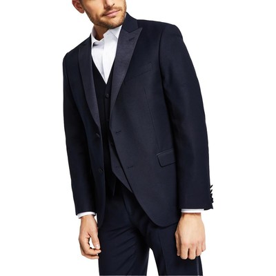 Alfani Mens Navy Diamond Grid Slim Fit Tuxedo Jacket Blazer 44R BHFO 8779