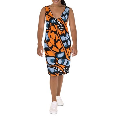 24seven Comfort Apparel Womens B/W Printed Sleeveless T-Shirt Dress 2X BHFO 4032