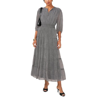 1.State Womens Black Smocked Buttons Tiered Maxi Dress XL BHFO 8515