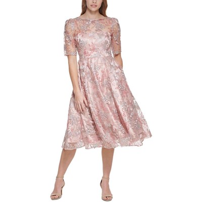 

Женское коктейльное платье миди с вышивкой Eliza J BHFO 7142, Rose