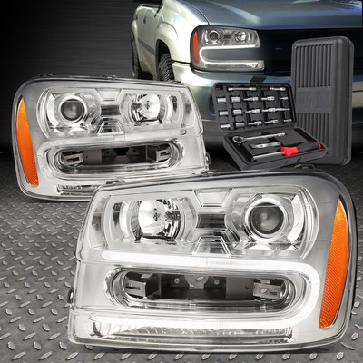 ДЛЯ 02-09 CHEVY TRAILBLAZER LED DRL ХРОМИРОВАННЫЕ ЯНТАРНЫЕ ФАРЫ-ПРОЕКТОРЫ + НАБОР ИНСТРУМЕНТОВ