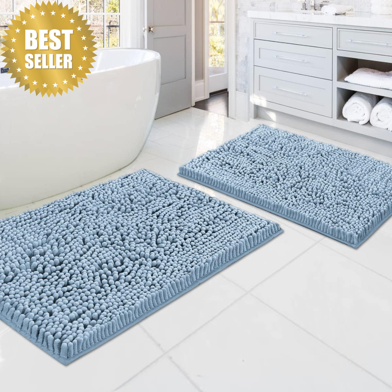 Bath Mat-Extra-Soft Bath Shower Bathroom Non Slip Rug Chenille Microfiber Materi
