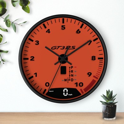 Porsche Inspired GT3RS Orange Tachometer Wall Clock - Father's Day Gift
