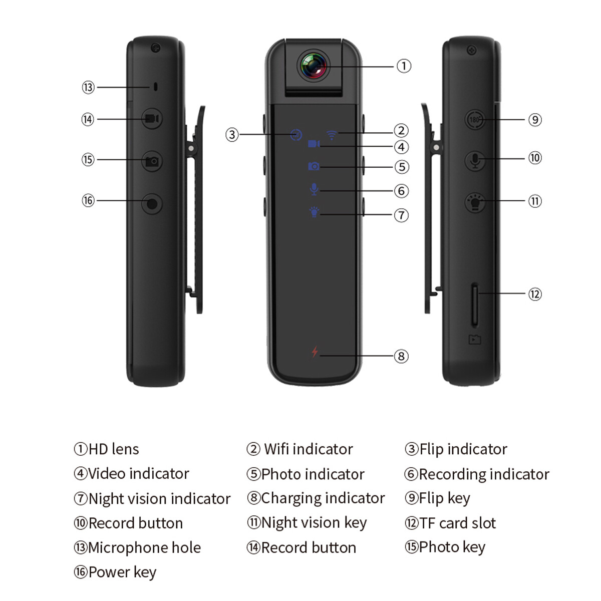 1080P HD Body Camer Police Law Enforcement Device Pocket Voice Video Recorder US