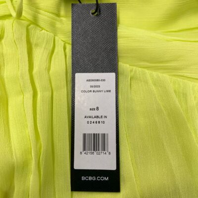 Pre-owned Bcbgmaxazria Ziv Chiffon Gown Women's Size 8 Sunny Lime In Yellow