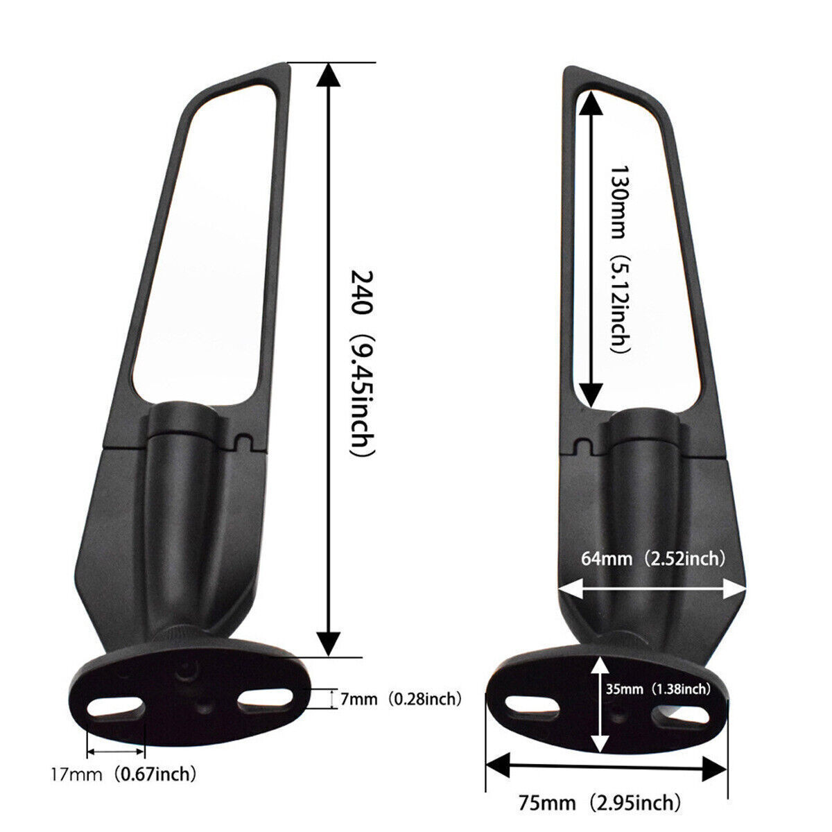 Side Mirrors Fit For Yamaha YZF R1 R3 R6 Rearview Wind Wing Mirror Adjustable