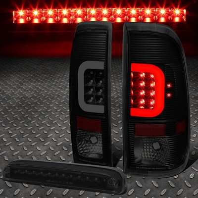 ДЛЯ 08-16 FORD SUPER DUTY 3D СВЕТОДИОДНЫЙ ЗАДНИЙ ФОНАРЬ C-ОБРАЗНОЙ ФОРМЫ + ТРЕТИЙ СТОП-СИГНАЛ ЧЕРНЫЙ/ДЫМЧАТЫЙ