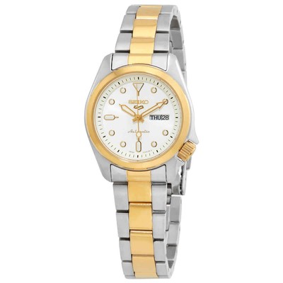 Pre-owned Seiko 5 Sports White Dial Two-tone Ladies Watch Sre004k1